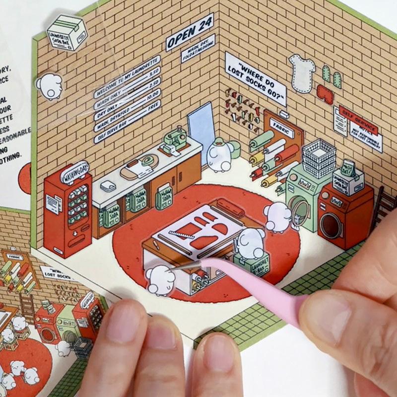 1 набор забавных наклеек для супермаркета, выпечки, милых корейских мультяшных сцен для взрослых и детей, снятие стресса, сделай сам, 3D-наклейки для дома