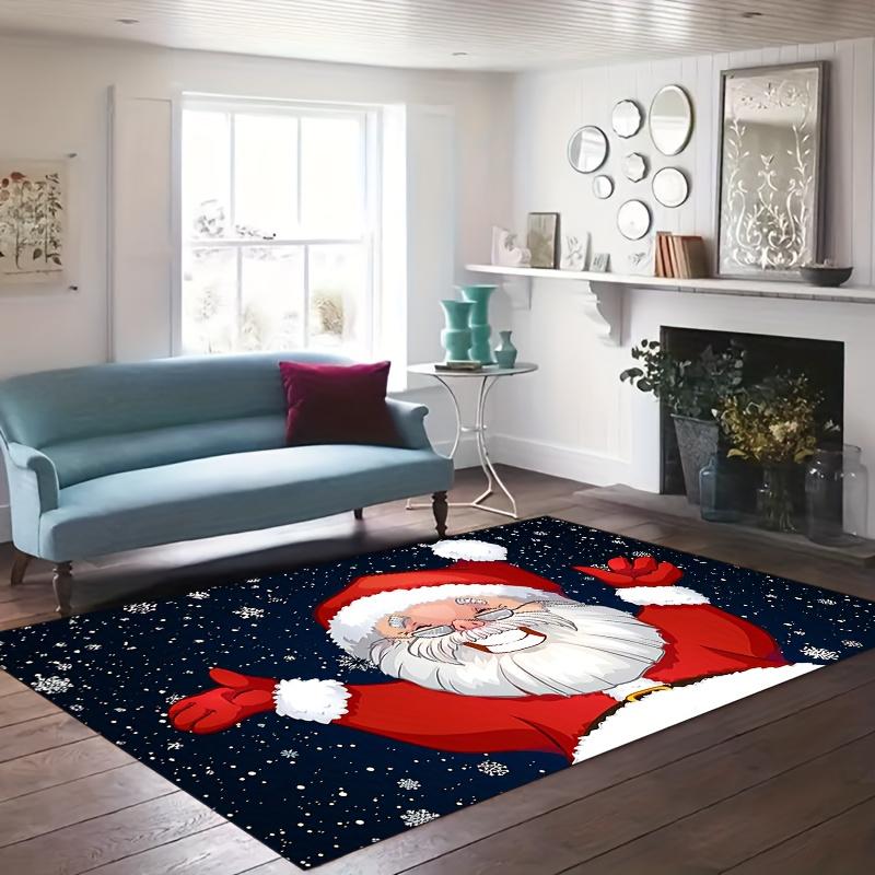 1pc Christmas Santa Claus Carpet Floor Mat,Soft And Non-Slip Area Rugs for Living Room Bedroom And Office,Machine Washable Durable Carpet fo