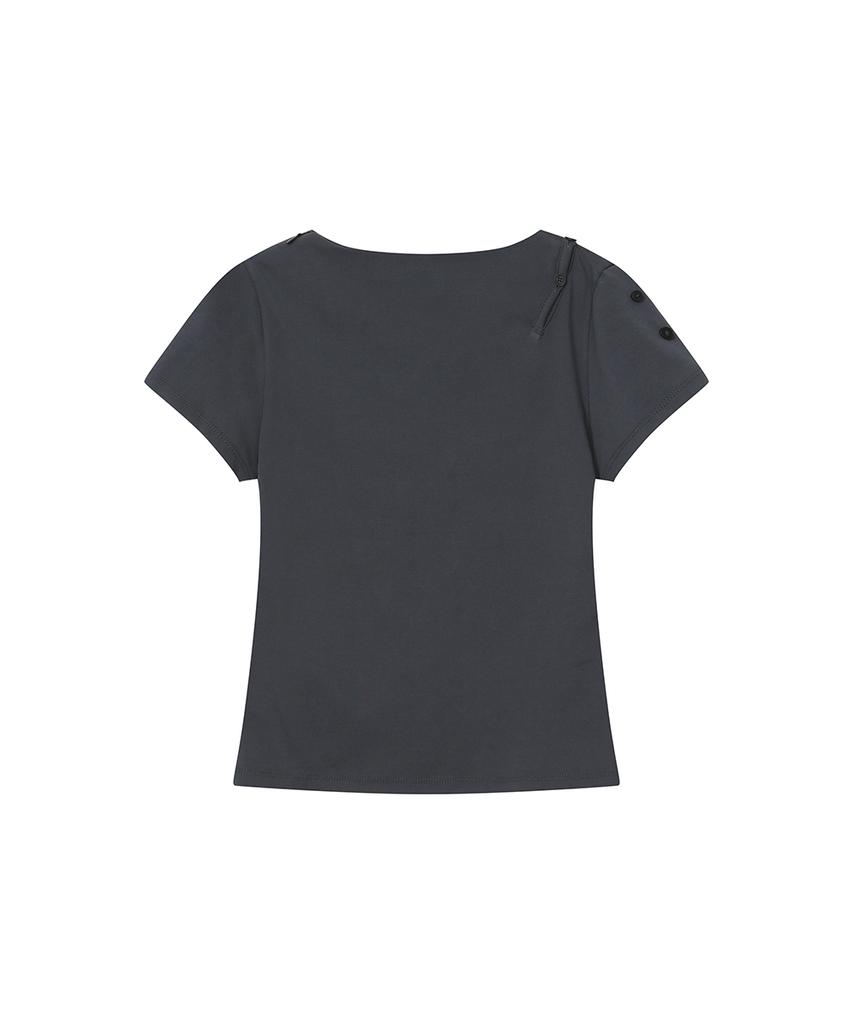 MISEKI SEOUL Diagonal Open Short Sleeve Charcoal