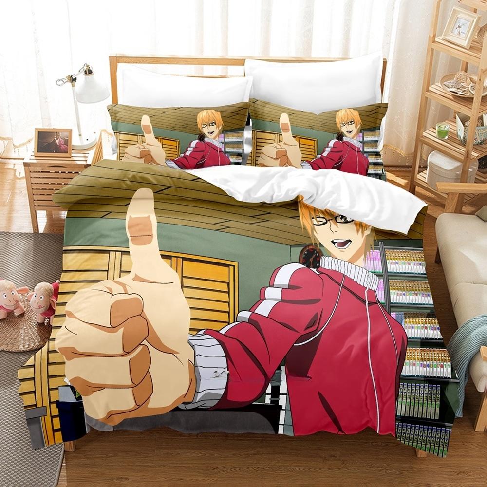 Комплект простыней с рисунком аниме на 3D-принтере, комплект постельного белья Bakuman, односпальная кровать, двуспальная кровать размера Queen, комплект постельного белья для взрослых и детей, комплект пододеяльников