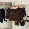 Kino Boys' Winter Fleece Set: Korean Style Thickened Warm Coat and Casual Pants Two-Piece