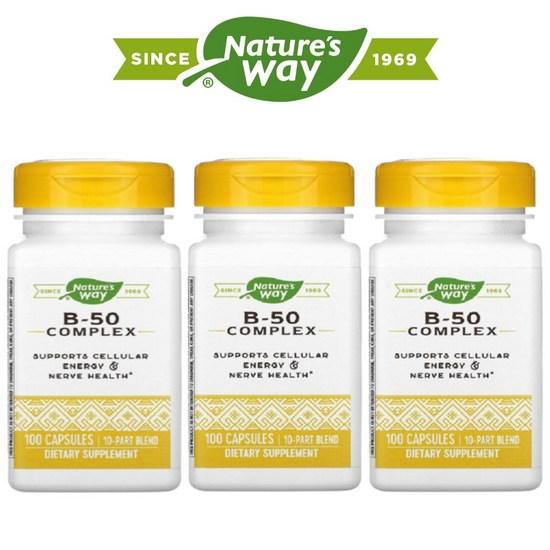 Nature's Way Vitamin B Complex Complex B-50 Choline Inositol Contains 100 Capsules 3 Packs, 100 Tablets, 3 units,Korean Health Food