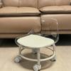 Modern 360° Rotating Crystal Stool with Wheels – Transparent Plastic Seat & Cushion, Casters for Easy Mobility, Perfect for Office and Home Use