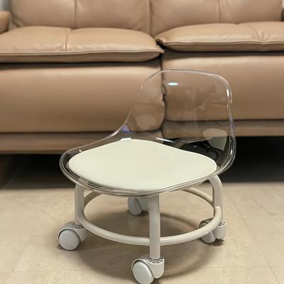 Современный вращающийся на 360° кристальный стул на колесах – прозрачное пластиковое сиденье и подушка, ролики для легкого перемещения, идеально подходит для использования в офисе и дома