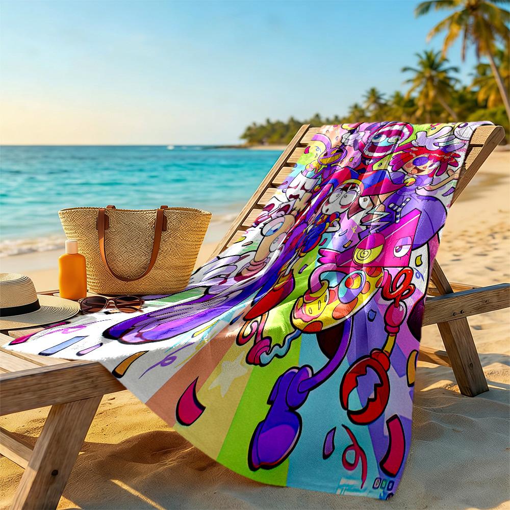 The Amazing Digital Circus Style Beach Towel Super Soft & Absorbent Comfortable Lightweight Perfect for Traveling Yoga Camping and Swimming