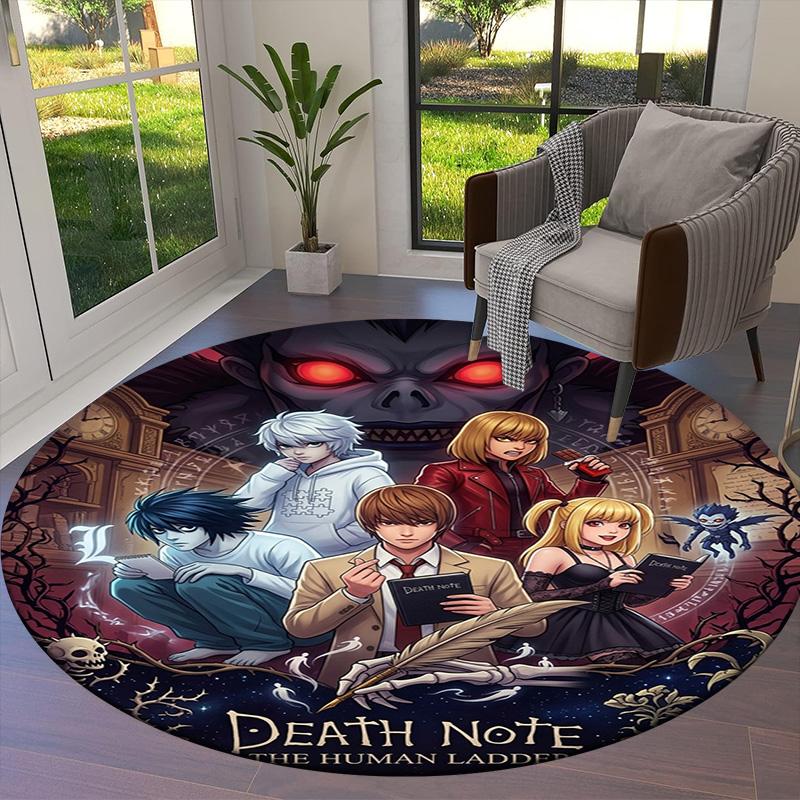 Death Note Round Area Rug Carpet Rug For Living Room Bedroom Sofa Playroom Decor Nonslip Floor Mat