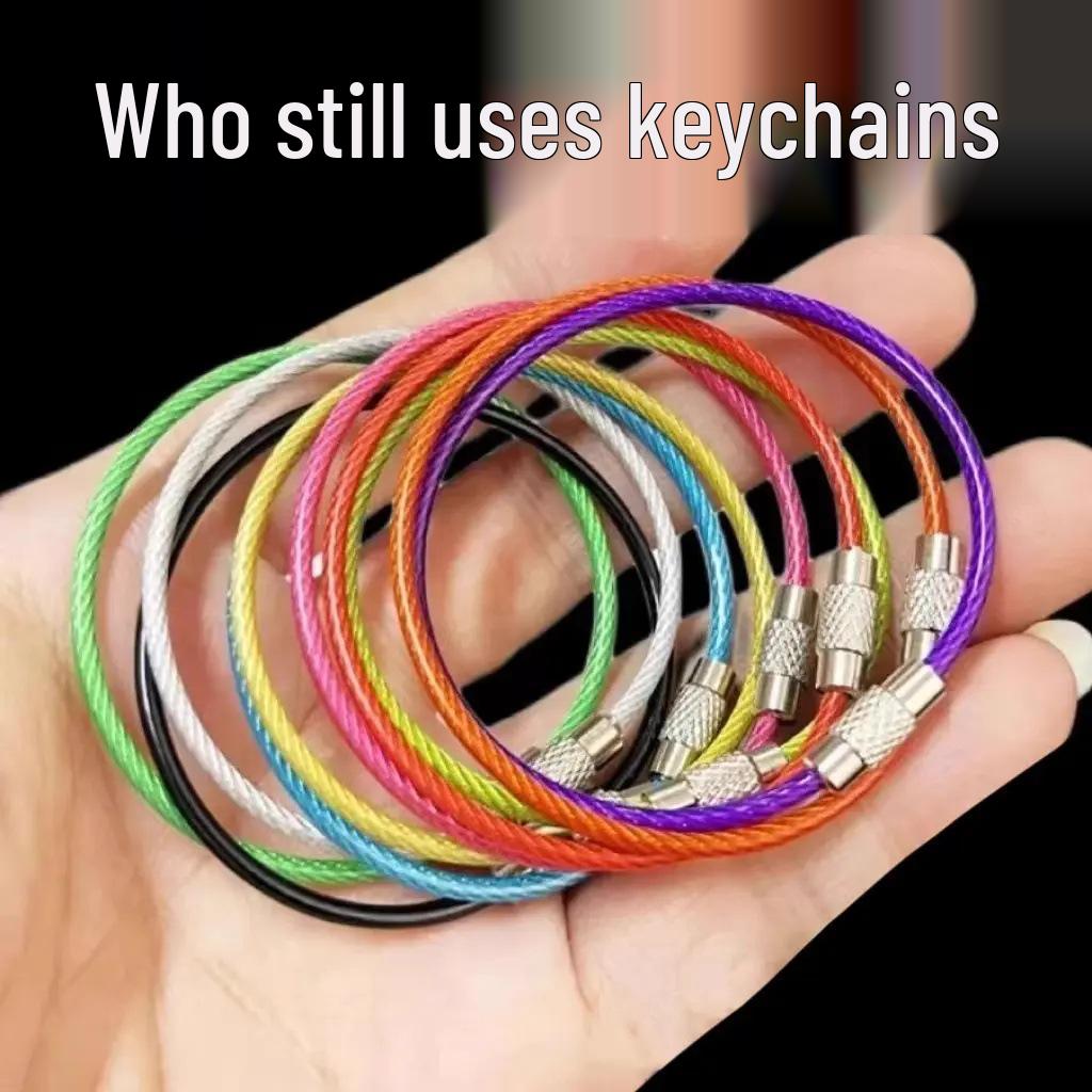 10-Pack Plastic-Coated Stainless Steel Anti-Lost Keychain Ropes with Free Shipping