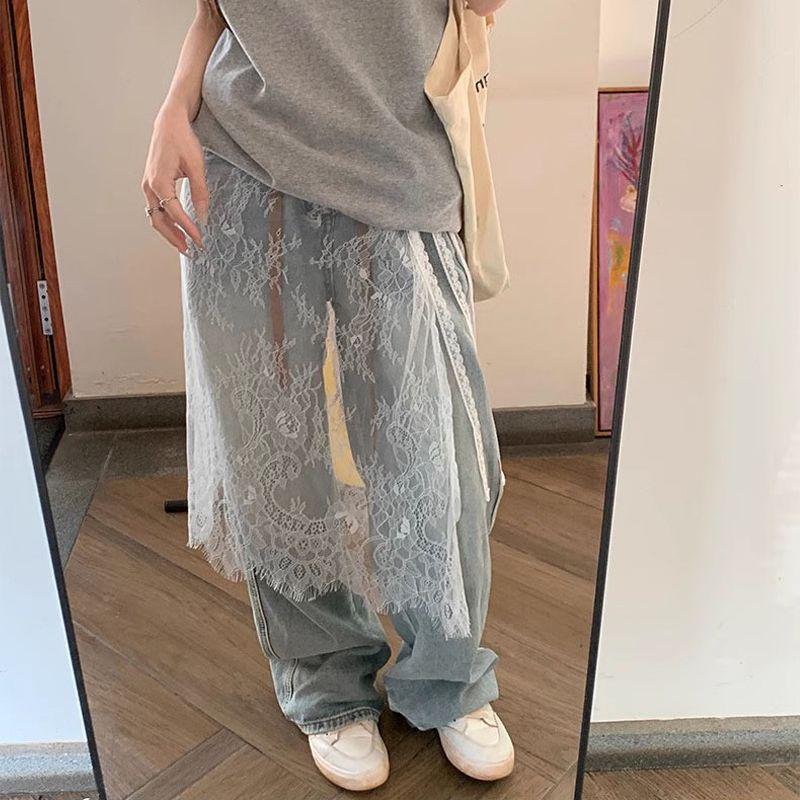 Вдохновленная знаменитостями многослойная миди-юбка из цветочного кружева с завязками и разрезом