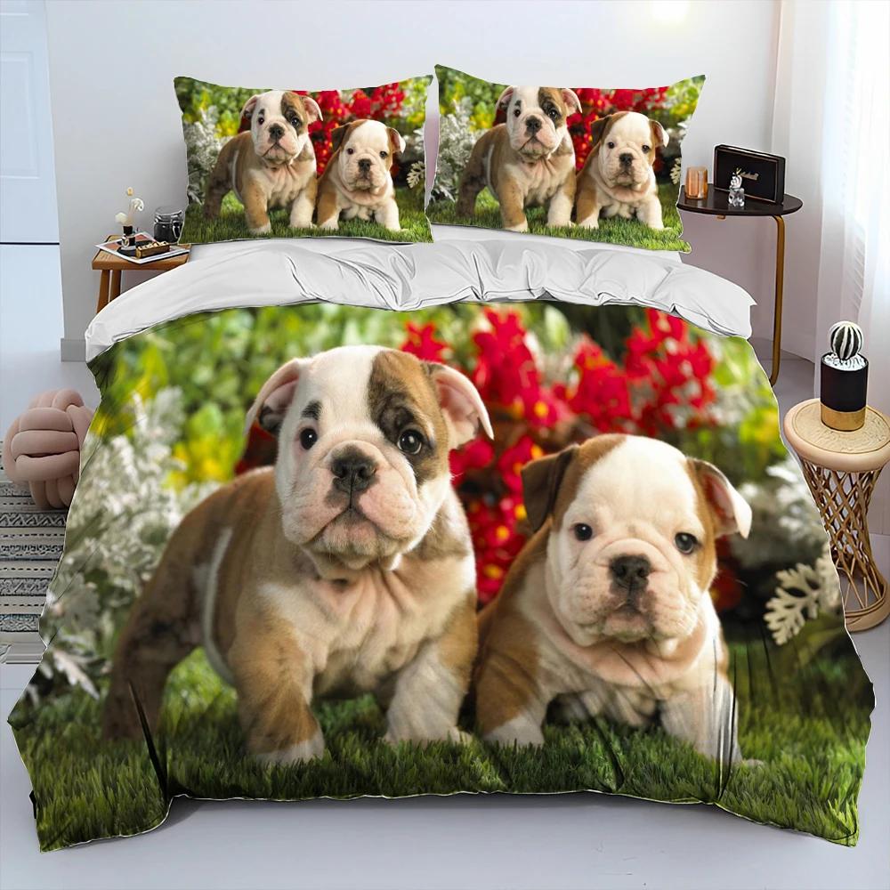 Мультяшный Питбуль Постельный Комплект Одеяло Пододеяльник Наволочка,Комплект Постельного Белья Кинг Квин Размер для Взрослого Ребенка