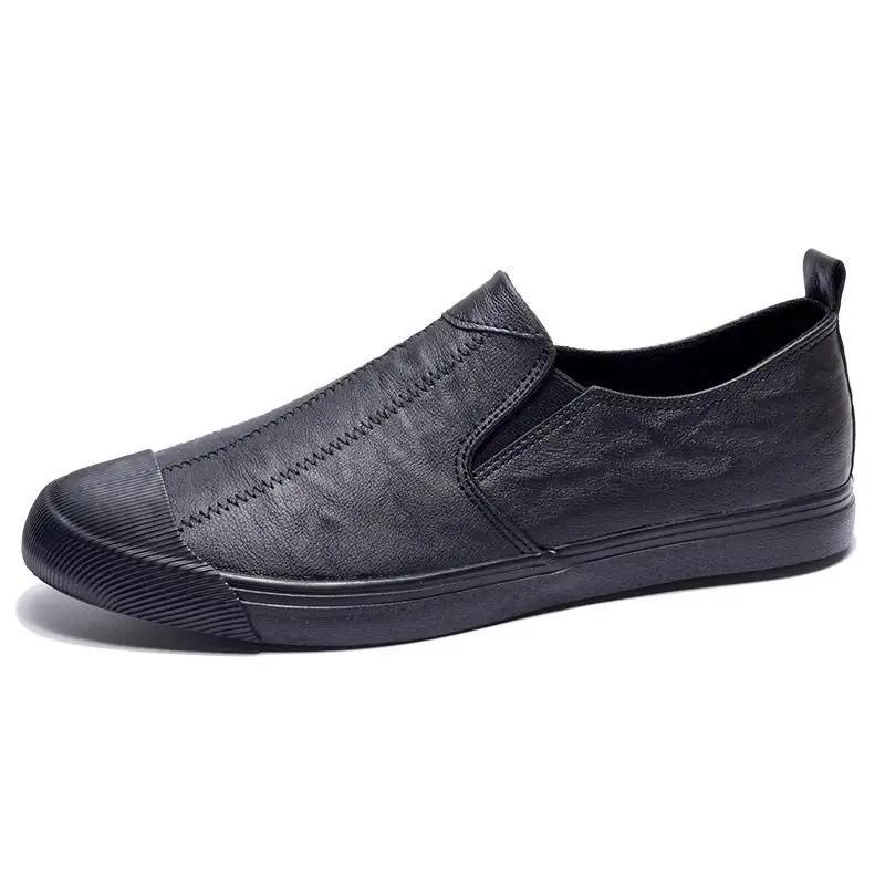 Повседневная обувь на плоской подошве, кожаные туфли без застежек для мужчин, новинка, классическая оригинальная обувь, распродажа, корейский стиль, коровья кожа