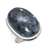 Кольцо из серебра 925 пробы с натуральным драгоценным камнем Ларвикит, размер 8 F8t66