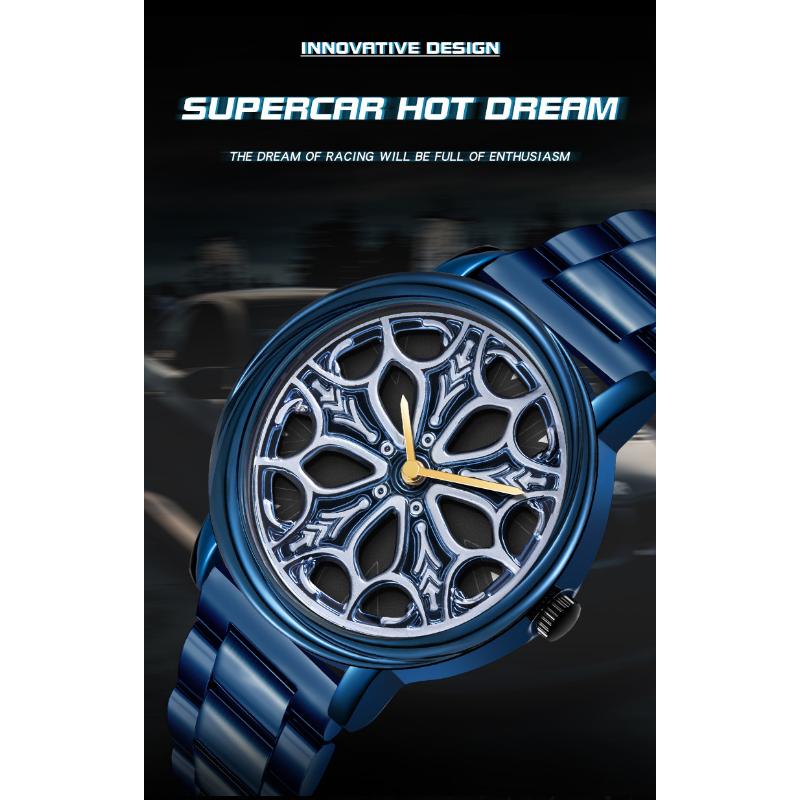 SANDA Новые кварцевые часы со стальным ремешком, мужские полые вращающиеся мужские простые индивидуальные часы