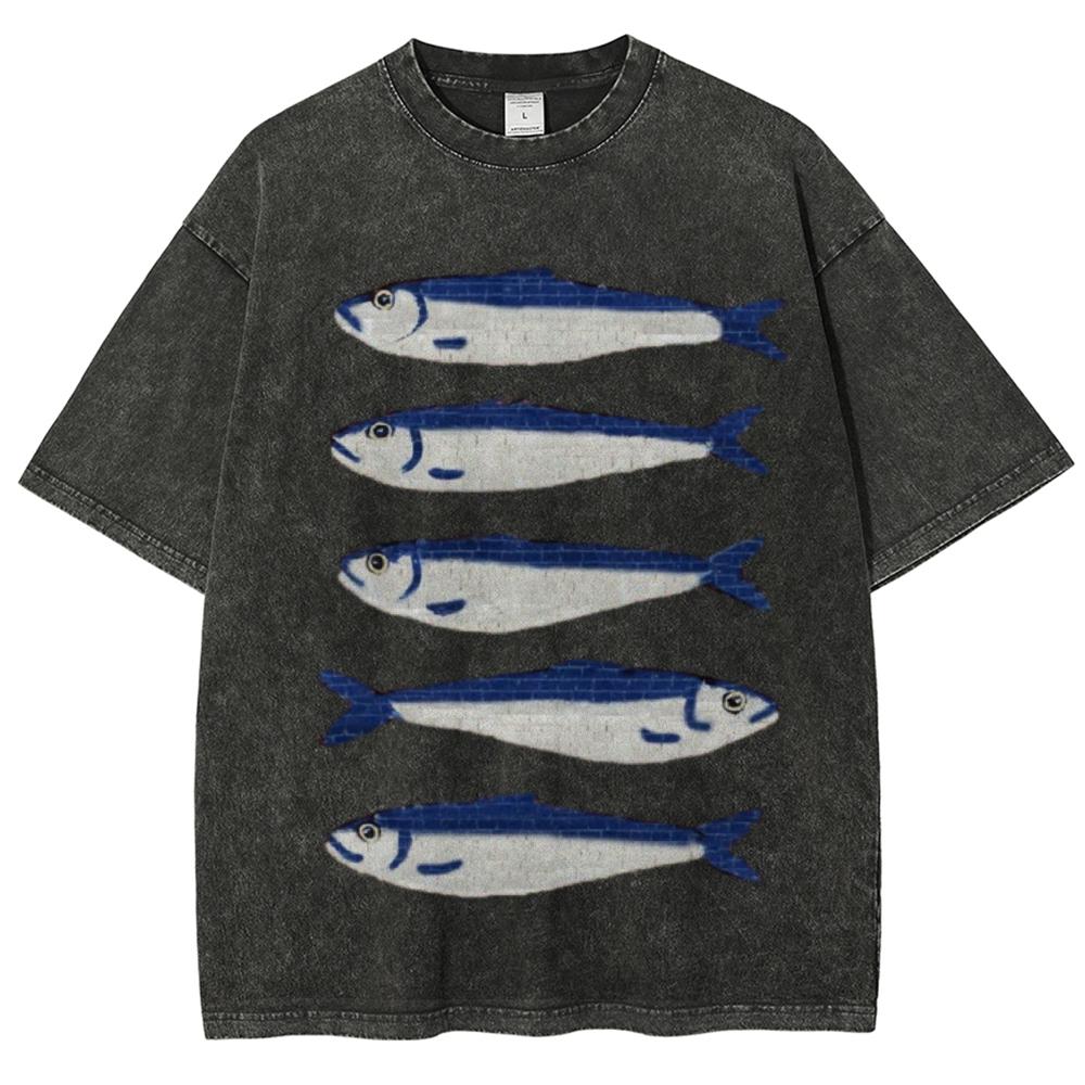 Футболка женская свободного покроя с принтом соленой рыбы «Летний Годжо», свободный покрой, короткий рукав, летний модный дизайн