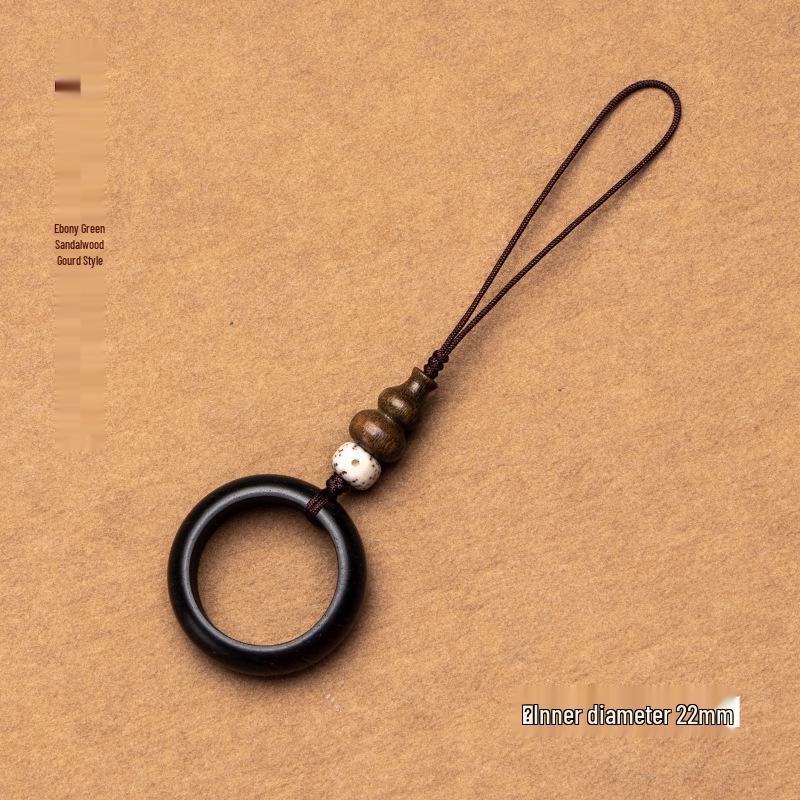 Lin Jing Sandalwood Phone Lanyard & Keychain: Black & Purple Sandalwood, Anti-Lost, USB Drive, Bag Pendant for Men & Women.