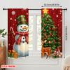 2 шт., шторы с 2D-печатью, с цифровой печатью, Рождественская елка, снеговик, олень, праздник (2) Универсальный 100% полиэстер (без стержня)