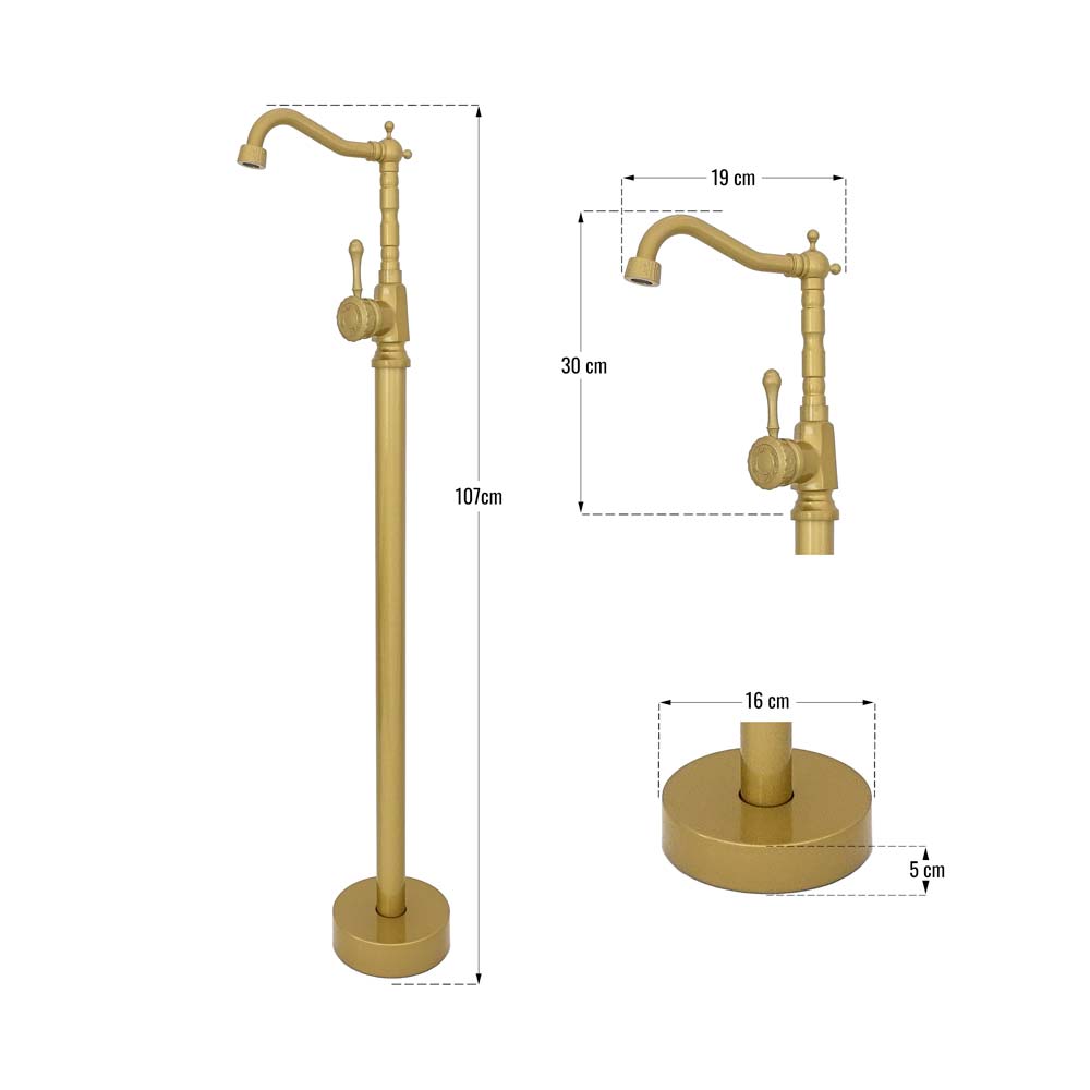 Freestanding floor-mounted bathtub faucet, antique brass, GLEN 1