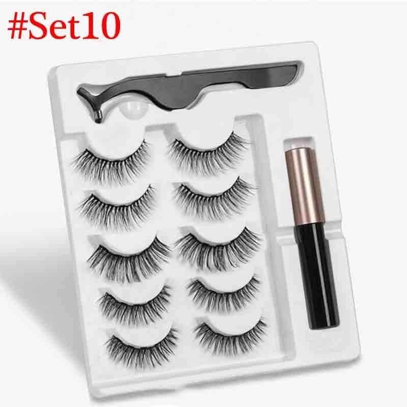 Новинка, 3 пары обычных магнитных ресниц, 5 магнитов, 3D набор норковых ресниц с подводкой для глаз, пинцет, натуральные накладные ресницы