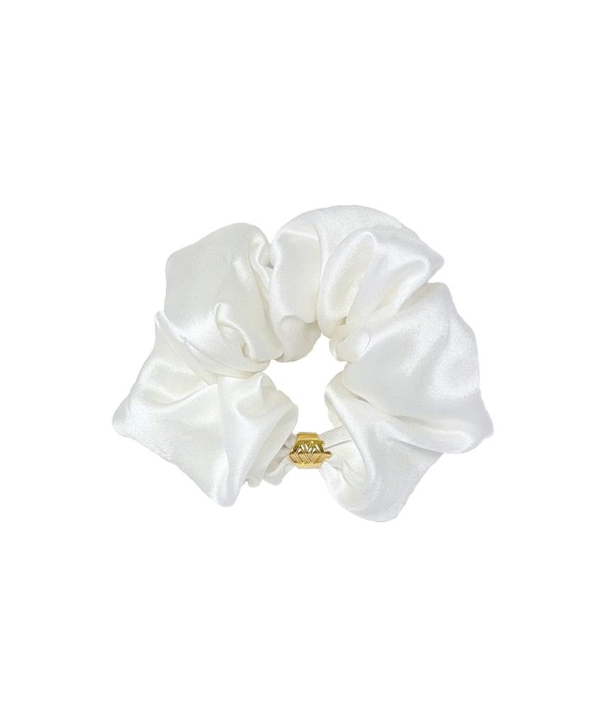 Шелковый scrunchie Aphrose с логотипом в рамке (белый)