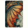 Handcrafted Bohemian Dragon Tinplate Wall Art Vintage Iron Metal Painting with Vibrant Colors, Wall Mounted Home Decor for Livin