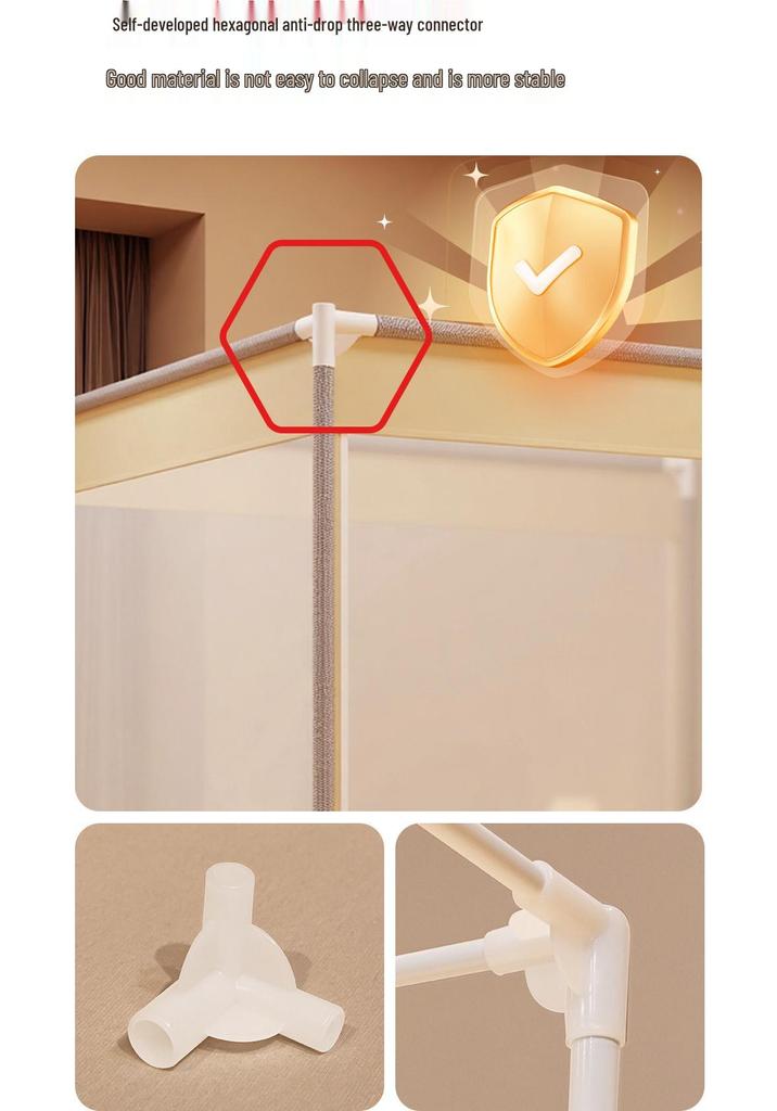 2026 New Anti-Fall Mosquito Net Canopy: Dustproof Mesh for Bedroom, Baby-Safe, Thickened Large Bed with Free Shipping