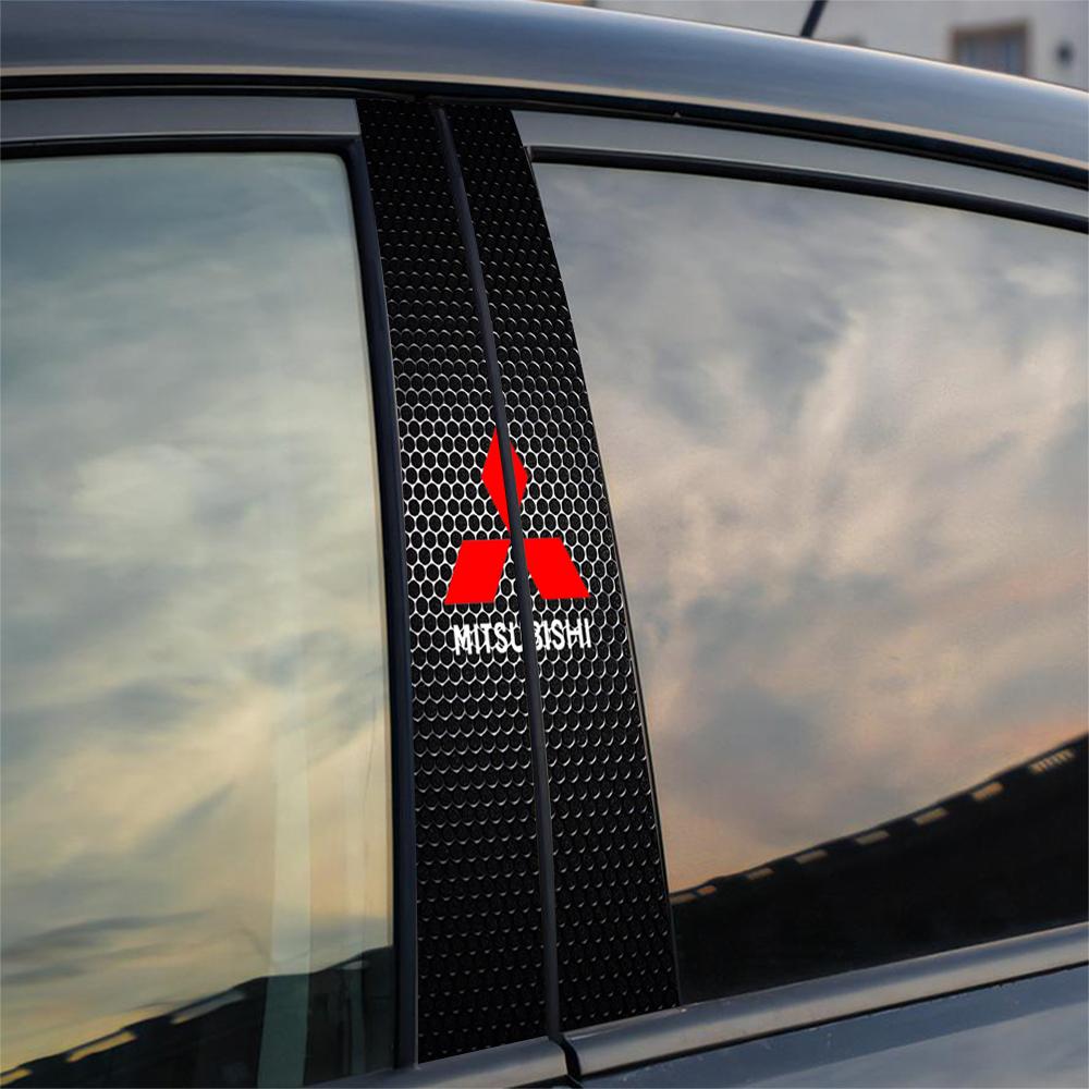 Car B-Pillar Decoration Center Column Cover Stickers Decals Accessories For Mitsubishi 9 Ralliart EX L200 Colt Outlander Pajero