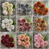 7 Heads Artificial Flower Rose Brushed Fabric Petal Flower Bouquet Faux Austin Rose  Party Supplies