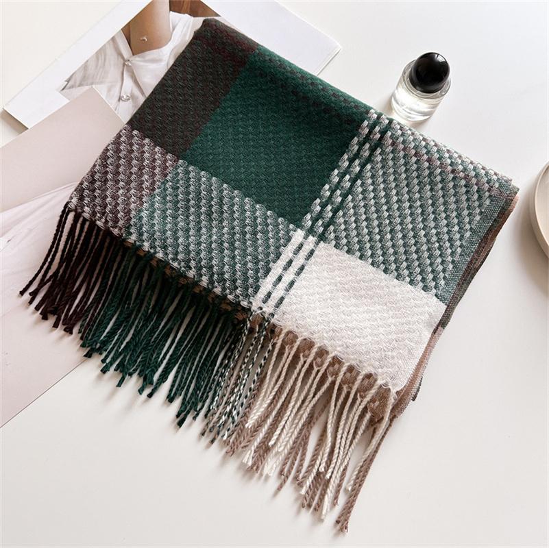 Korean Plaid Knitted Cahmere Scarf Women Shawls And Wraps Female Pashmina Bufanda Lady Thick Warm Winter Blanket Stoles New
