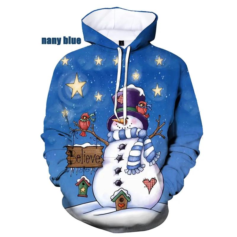 Autumn Winter Christmas Snowman Christmas Deer 3D Printed Hoodie Unisex Personality Casual Sport Hooded Children's Clothing Tops