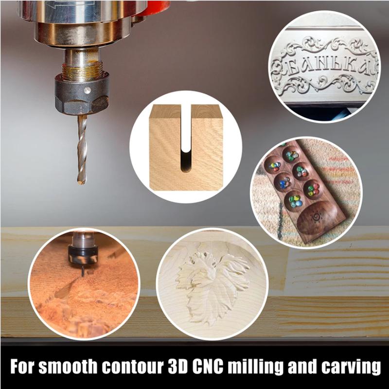 10pcs 2 Flute Ball Nose End Mill 4mm Shank CNC Router Bit Carbide End Mill Spiral Milling Cutter for Woodworking