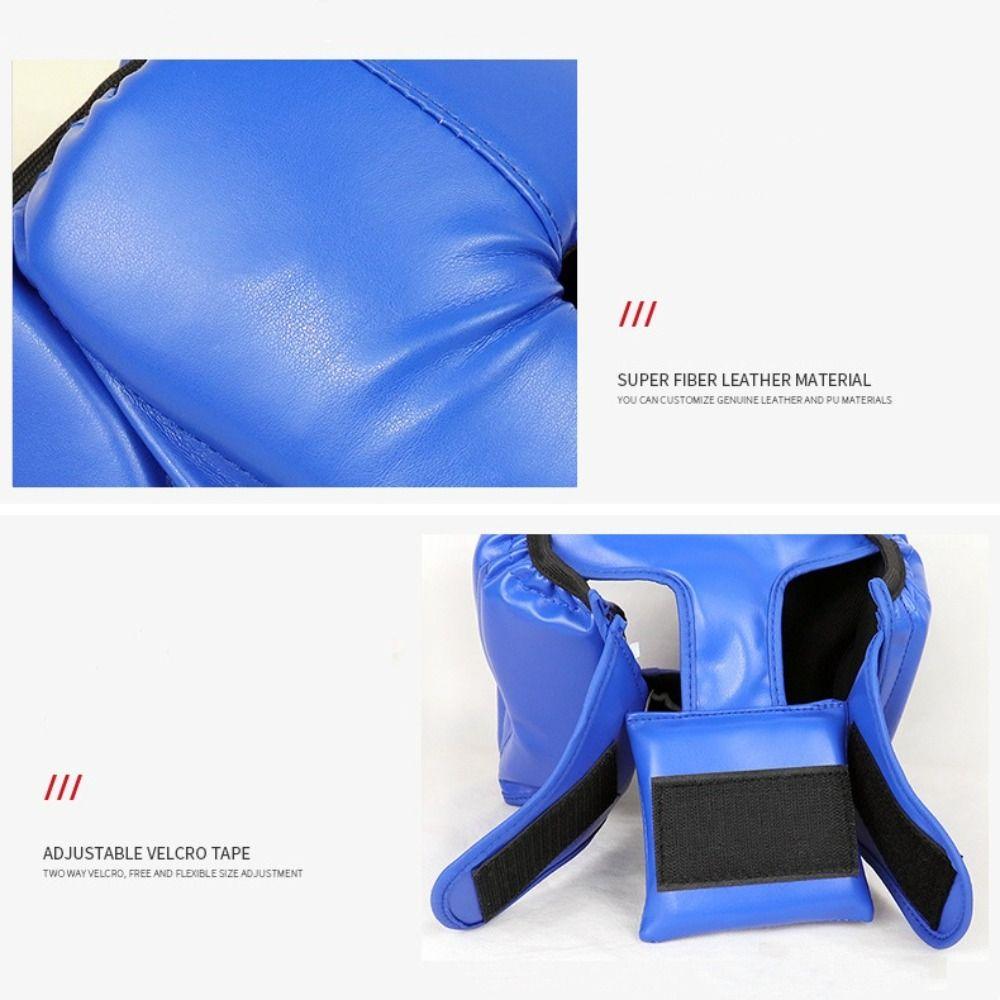 PU Leather Boxing Helmet Sanda Training Karate Head Guard Taekwondo Head Gear Muay Thai