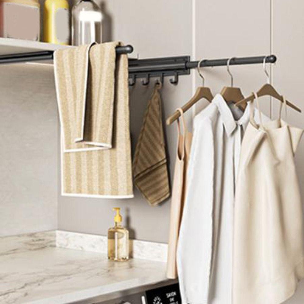 Aluminum Zinc Zinc Alloy Closet Valet Rod Retractable Wardrobe Clothing Rail Hanging Suits