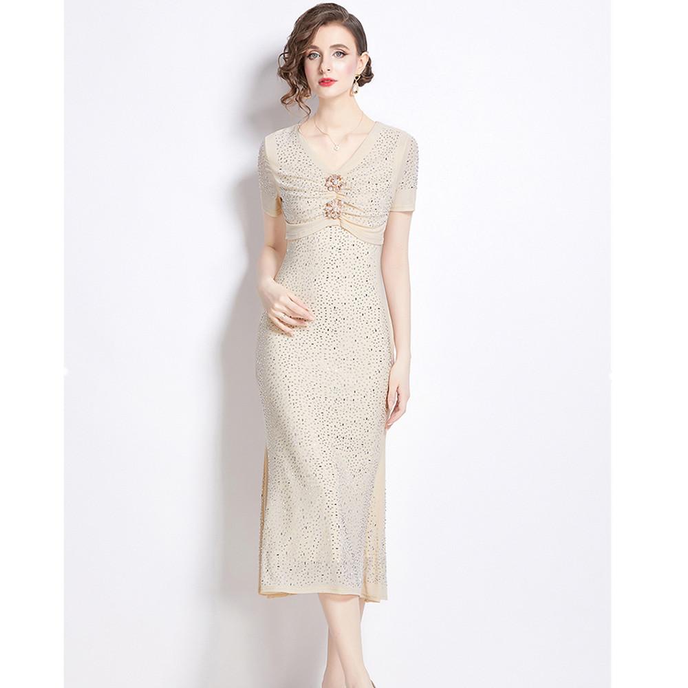 Роскошные сетчатые платья русалки со стразами для дня рождения, женские платья с v-образным вырезом и изысканными пуговицами, платья с короткими рукавами для официальных случаев