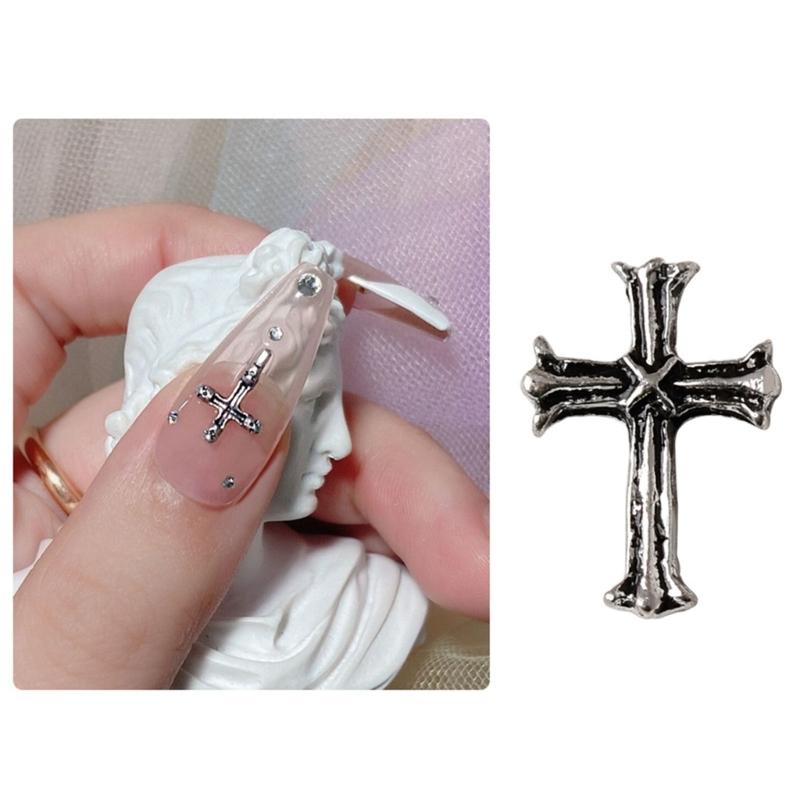 10 шт. - Серия 'Кресты' 3D Шармы для Дизайна Ногтей, Металлические Punk-Chrome Hearts Камни-Украшения для Ногтей Наклейки для Украшения Ногтей на Руках и Ногах