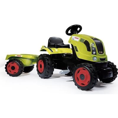 Педальный трактор Farmer XL + Прицеп - - CLAAS - Регулируемое сиденье - Открывающийся капот - Зеленый