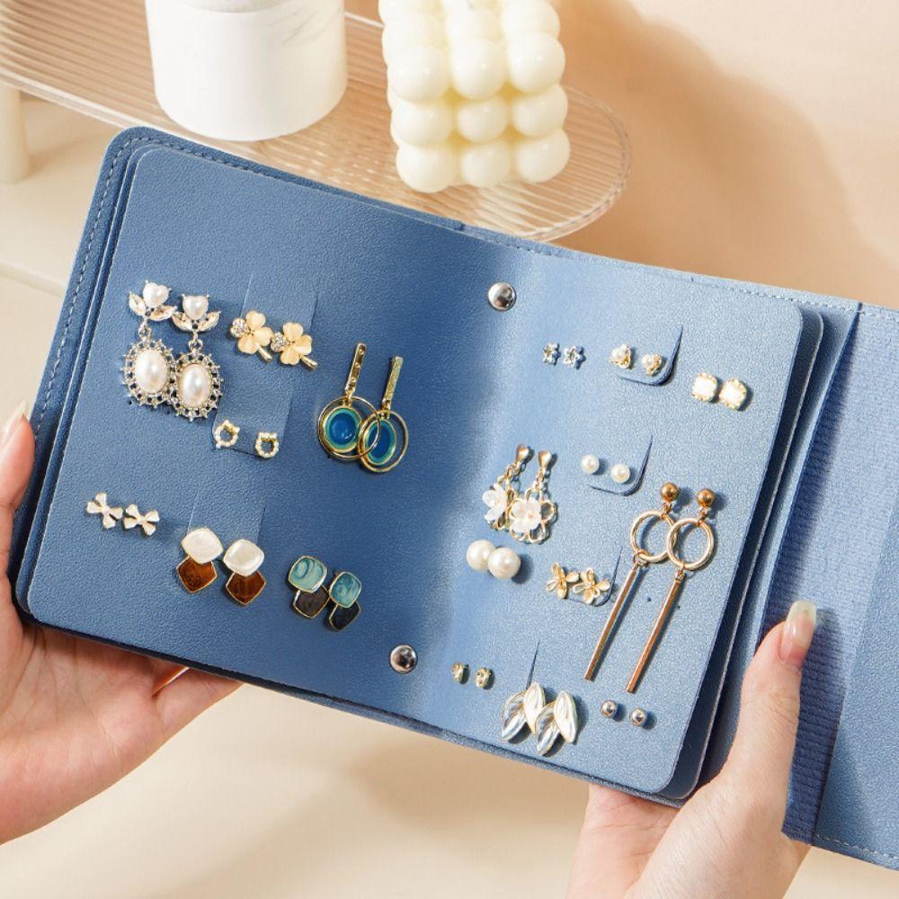 Cortical PU Studs Earrings Storage Boxes Solid Color Earrings for Storing Book  Women