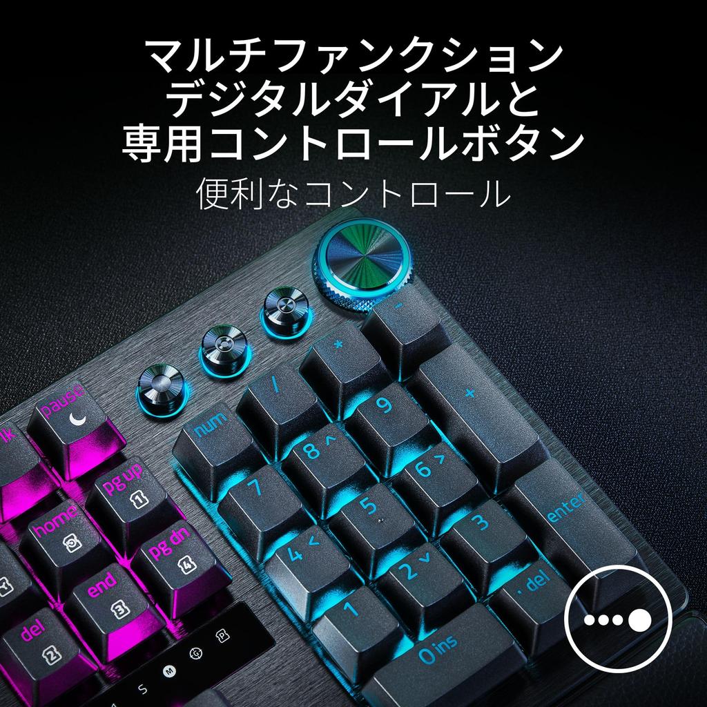 Оснащена аналоговой игровой клавиатурой Rapid Trigger Razer Razor Huntsman V3 Pro JP с регулируемым оптическим переключателем, усилием нажатия 40G на запястье