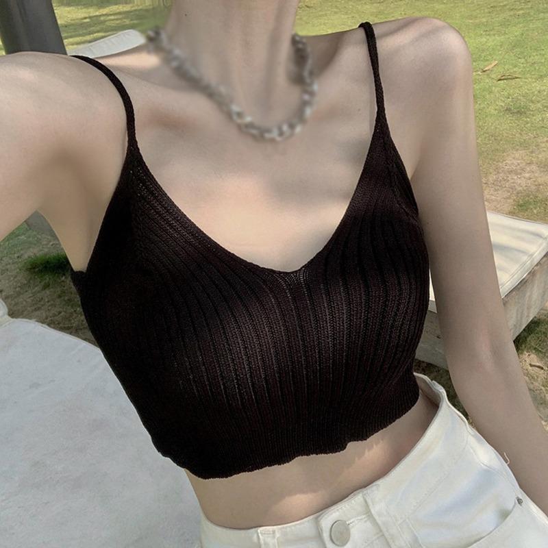 Женский жилет на подтяжках с летним коротким трикотажным базовым пальто