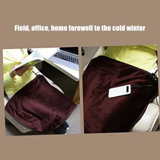 Зимнее электрическое одеяло с 3 уровнями регулировки температуры, зарядкой через USB, толстым двухсторонним материалом, установкой времени, для кемпинга, путешествий, офиса, дома, обогреваемое одеяло