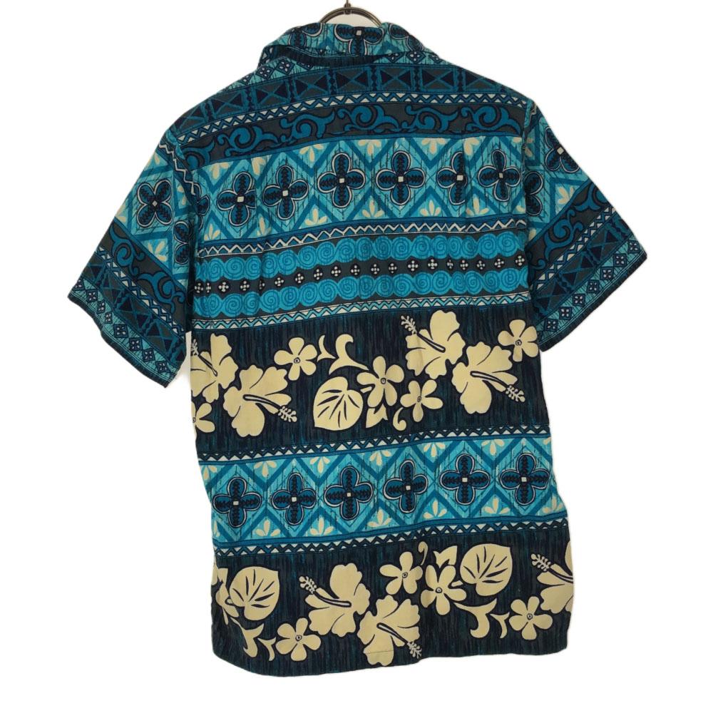 Капитан Кук 70-е цветочный геометрический Рукав короткий Гавайская рубашка Старый винтаж Мужской Б/у