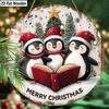 Christmas Decoration Sign,indoor Hanging decorations,2D Flat Wooden Products with The Pattern Is Three Penguins Wearing Christmas hats,Christmas Gift