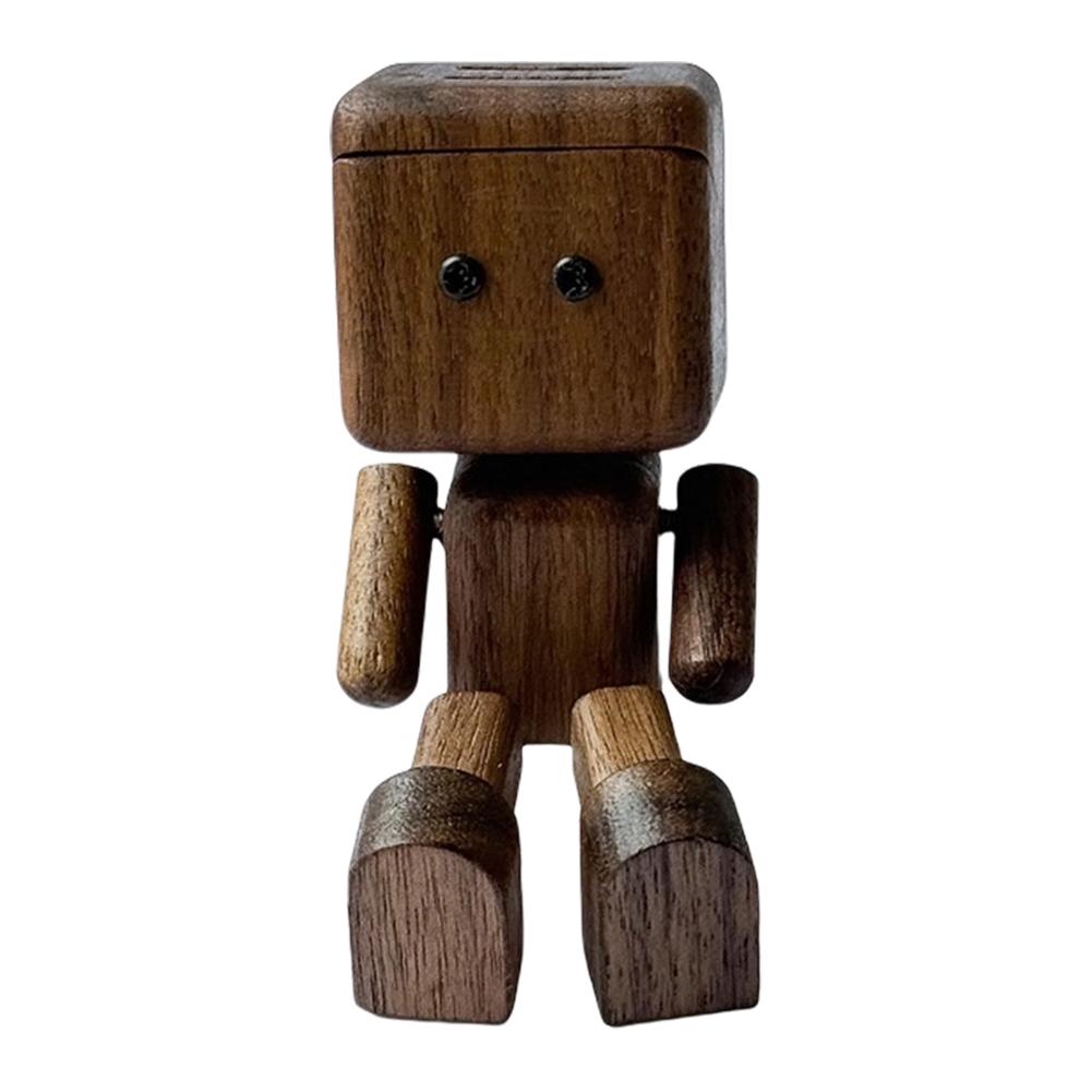Cute Car Wood Man Shaking Wooden Man Figurine Car Decoration Small Ornaments Decor Creative Figurine Gifts for Home & Office