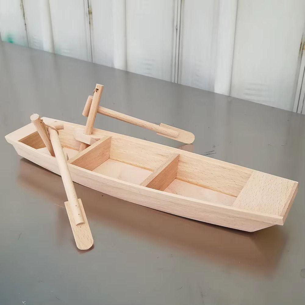 Vintage Decor Wooden Boat Model Home Decoration Boat Model Ornaments Fishing Boat Decor Kids Toy