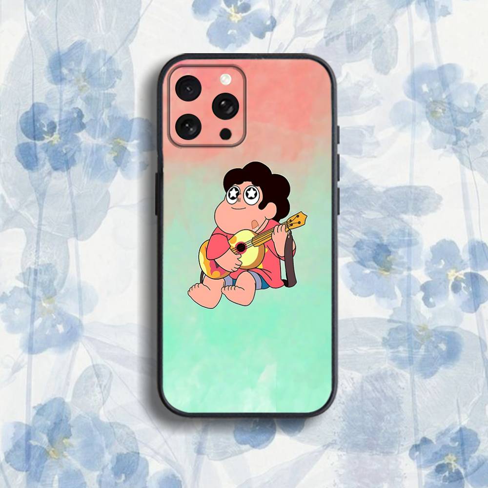 Горячий мультяшный чехол для телефона Steven Universe для iPhone 11, 12, 15, 16, 17, 13, 14, Pro, Max, Plus, E, Mini, Air, SE4 Черный Мягкий Короб