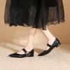 2008-8 Niche Fashion Flat Mary Jane Shoes Single Shoes New Xiaoxiangfeng One-word Buckle Pointed Bottom Heel Single Shoes
