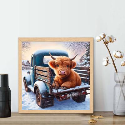 DIY алмазная живопись детская корова на грузовике набор для вышивки крестом мозаика искусство алмазная живопись полный круг/квадратный алмаз украшение дома