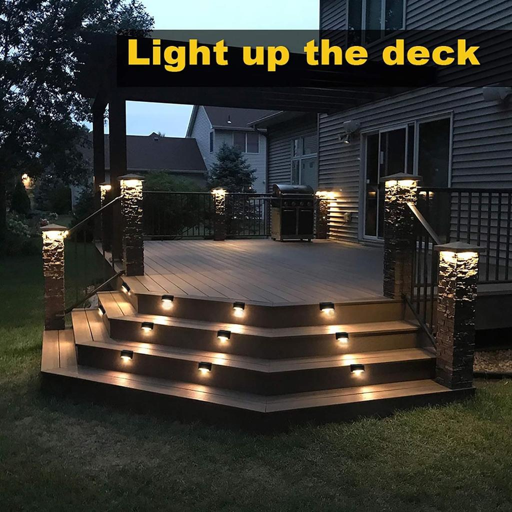 4-32pack Warm White Solar LED Step Lights Waterproof Outdoor Garden Path Stair Balcony Night Light Patio Fence Light Decoration