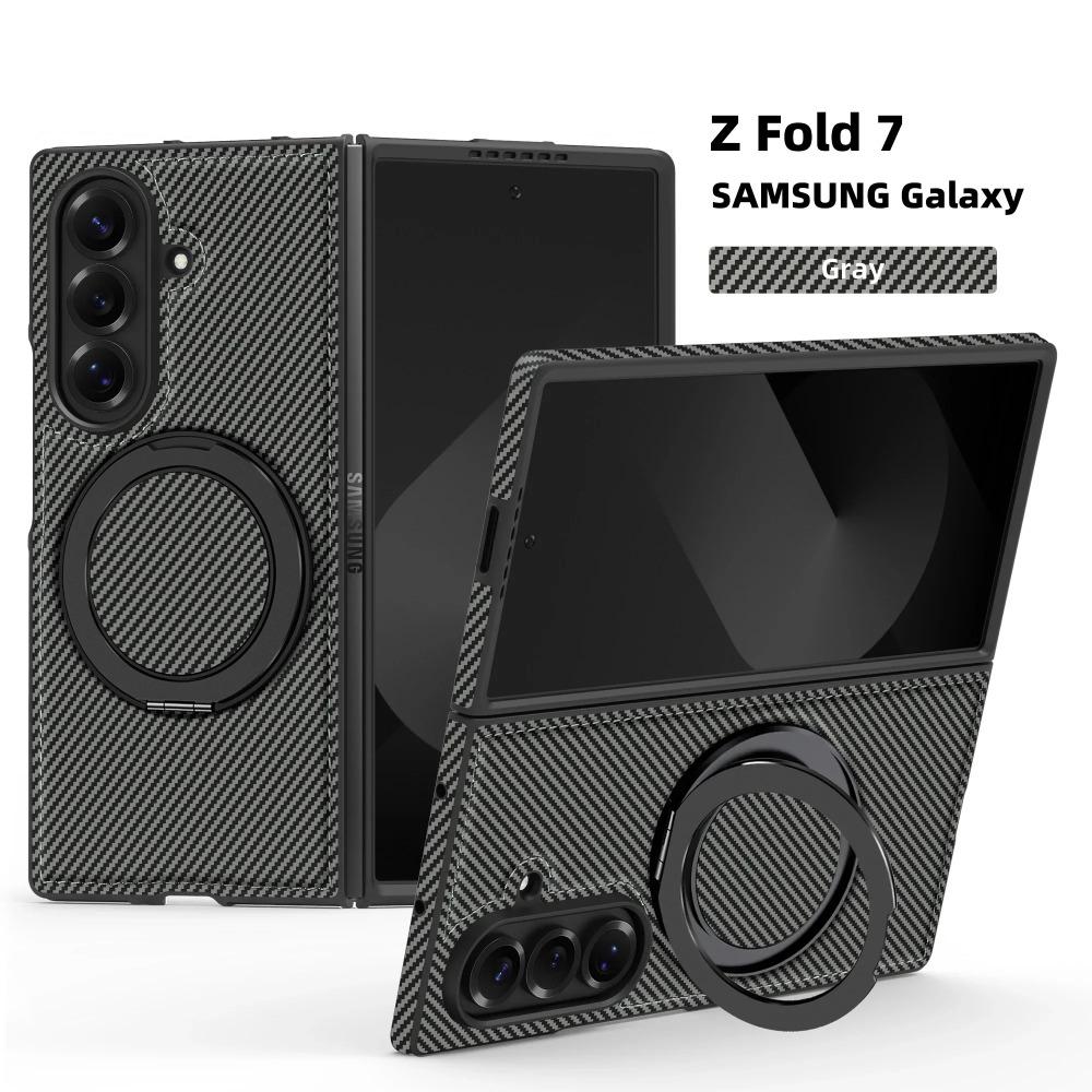 Деловой магнитный чехол с текстурой карбона для Samsung Galaxy Z Fold 7 6 5 4 3 для Magsafe, защитная крышка с вращающейся подставкой на 360°