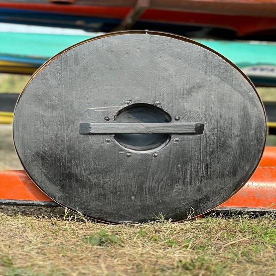 Деревянный щит для косплея Средневековый круглый деревянный щит Деревянный щит Тяжелая металлическая фурнитура Щит Рождественский подарок.