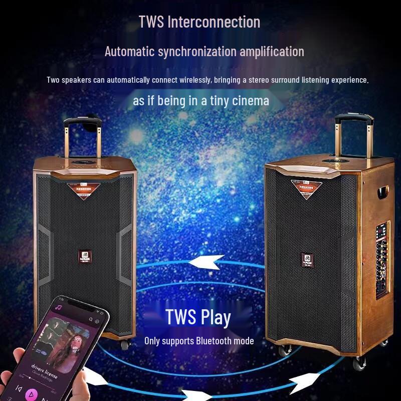 MALONE M-8512L Portable Karaoke Trolley Speaker with Dual Wireless Mics