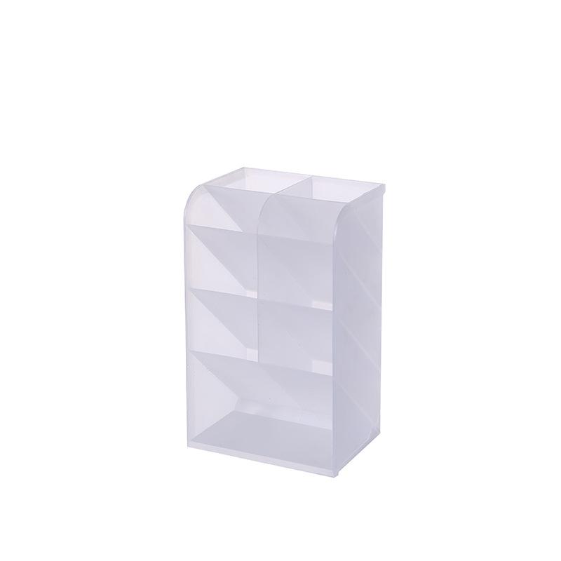 Slanted Desktop Pen Holder Multi-compartment Pen Holder Office Student Stationery Transparent Frosted Storage Box